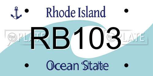RB103 Rhode Island License Plate