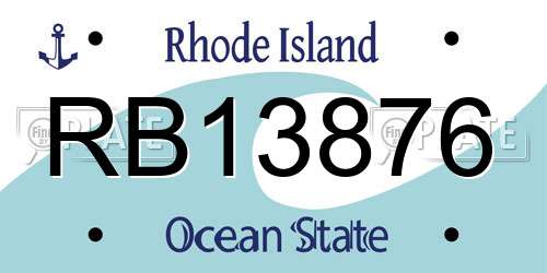 RB13876 Rhode Island License Plate