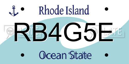 RB4G5E Rhode Island License Plate