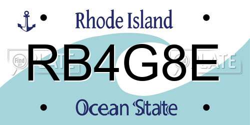 RB4G8E Rhode Island License Plate
