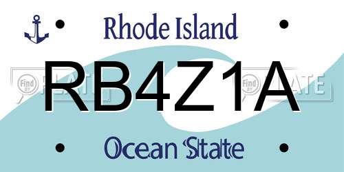 RB4Z1A Rhode Island License Plate