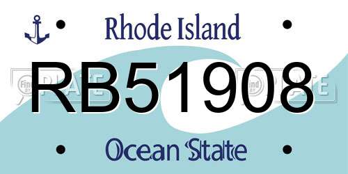 RB51908 Rhode Island License Plate