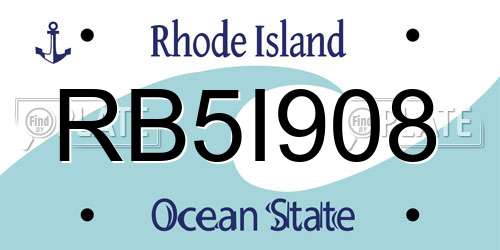 RB5I908 Rhode Island License Plate