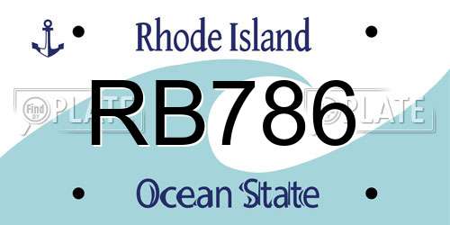 RB786 Rhode Island License Plate