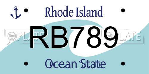 RB789 Rhode Island License Plate