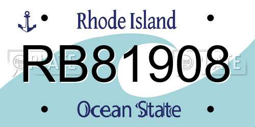 RB81908 Rhode Island License Plate