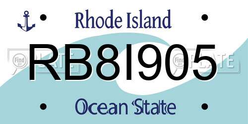 RB8I905 Rhode Island License Plate