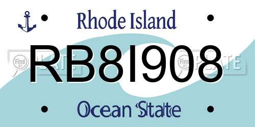 RB8I908 Rhode Island License Plate