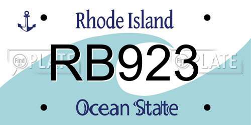RB923 Rhode Island License Plate