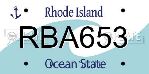 RBA653 Rhode Island License Plate