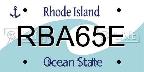RBA65E Rhode Island License Plate