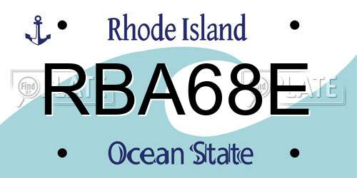 RBA68E Rhode Island License Plate