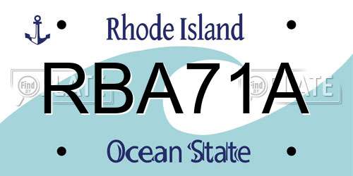 RBA71A Rhode Island License Plate