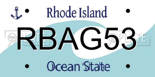 RBAG53 Rhode Island License Plate