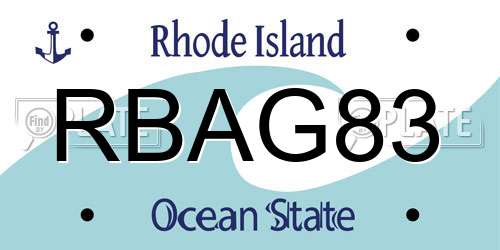 RBAG83 Rhode Island License Plate