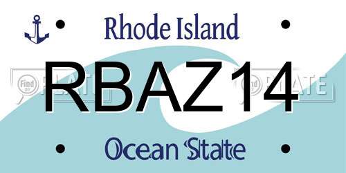 RBAZ14 Rhode Island License Plate