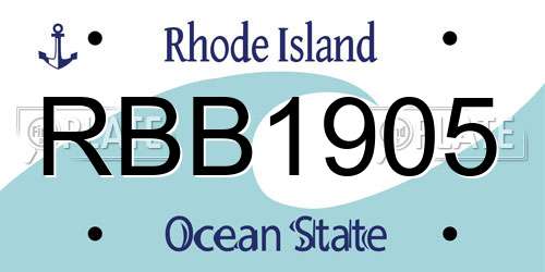 RBB1905 Rhode Island License Plate