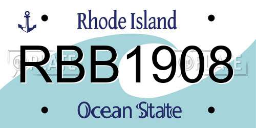 RBB1908 Rhode Island License Plate