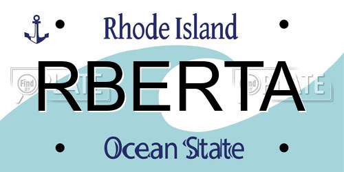 RBERTA Rhode Island License Plate