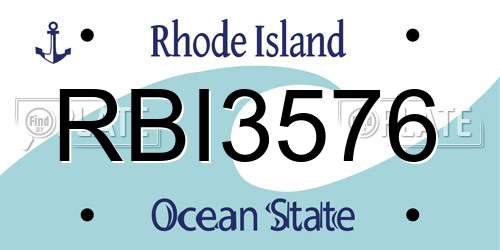RBI3576 Rhode Island License Plate
