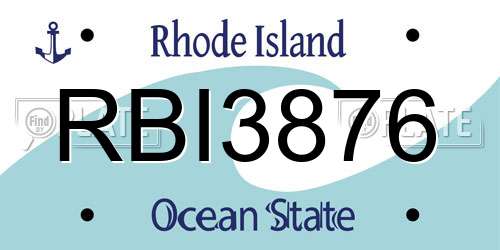 RBI3876 Rhode Island License Plate