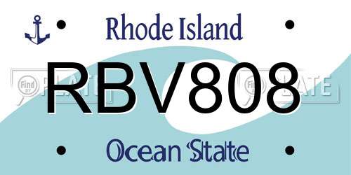 RBV808 Rhode Island License Plate
