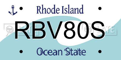 RBV80S Rhode Island License Plate