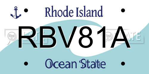 RBV81A Rhode Island License Plate