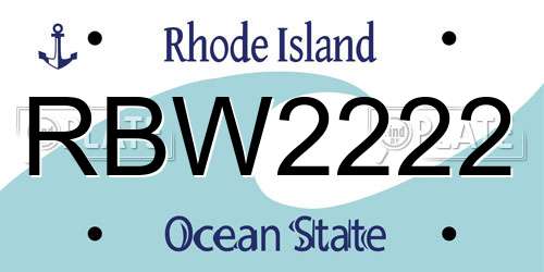 RBW2222 Rhode Island License Plate