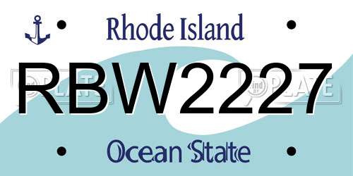 RBW2227 Rhode Island License Plate