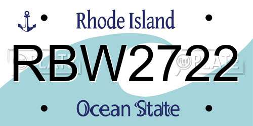 RBW2722 Rhode Island License Plate