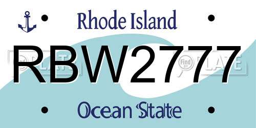 RBW2777 Rhode Island License Plate
