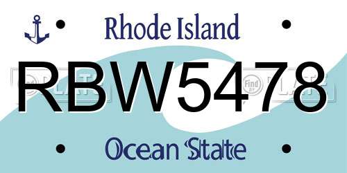 RBW5478 Rhode Island License Plate