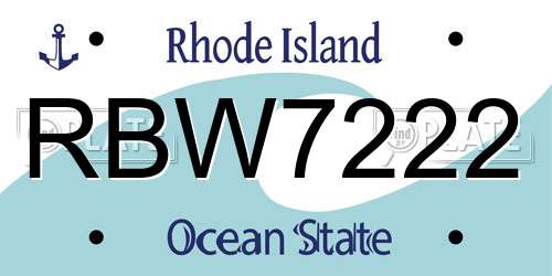 RBW7222 Rhode Island License Plate