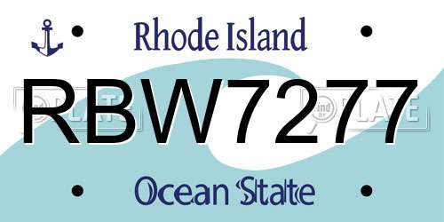 RBW7277 Rhode Island License Plate