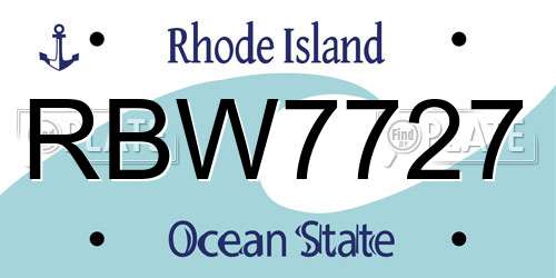 RBW7727 Rhode Island License Plate