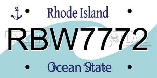 RBW7772 Rhode Island License Plate