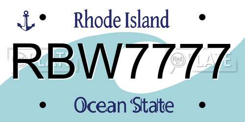 RBW7777 Rhode Island License Plate