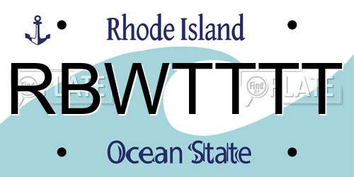 RBWTTTT Rhode Island License Plate