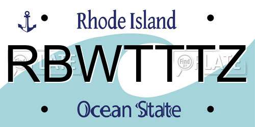 RBWTTTZ Rhode Island License Plate