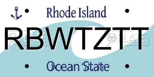 RBWTZTT Rhode Island License Plate