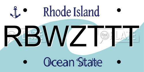 RBWZTTT Rhode Island License Plate