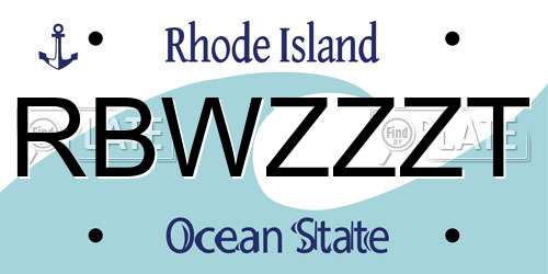 RBWZZZT Rhode Island License Plate