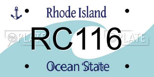 RC116 Rhode Island License Plate