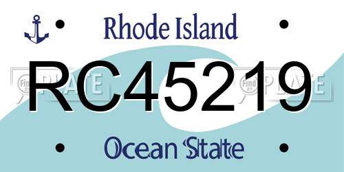 RC45219 Rhode Island License Plate