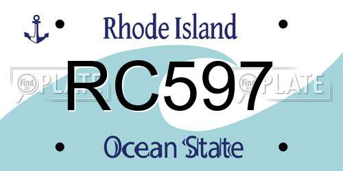 RC597 Rhode Island License Plate