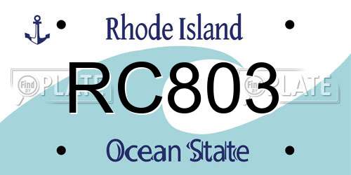 RC803 Rhode Island License Plate