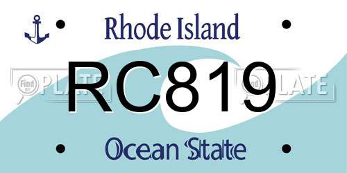 RC819 Rhode Island License Plate
