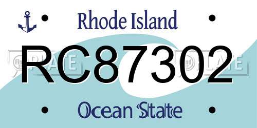 RC87302 Rhode Island License Plate