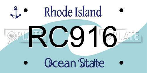 RC916 Rhode Island License Plate
